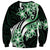 Plumeria Tribal Tattoo Sweatshirt Green Polynesian Pattern