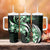 Plumeria Tribal Tattoo Tumbler With Handle Green Polynesian Pattern