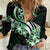 Plumeria Tribal Tattoo Women Casual Shirt Green Polynesian Pattern