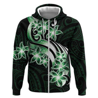 Plumeria Tribal Tattoo Zip Hoodie Green Polynesian Pattern LT9 Zip Hoodie Green - Polynesian Pride
