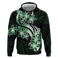 Plumeria Tribal Tattoo Zip Hoodie Green Polynesian Pattern LT9 Pullover Hoodie Green - Polynesian Pride