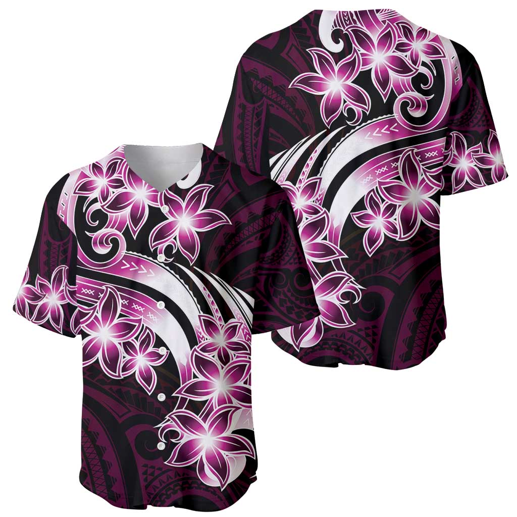 Plumeria Tribal Tattoo Baseball Jersey Pink Polynesian Pattern LT9 - Polynesian Pride