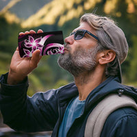 Plumeria Tribal Tattoo 4 in 1 Can Cooler Tumbler Pink Polynesian Pattern