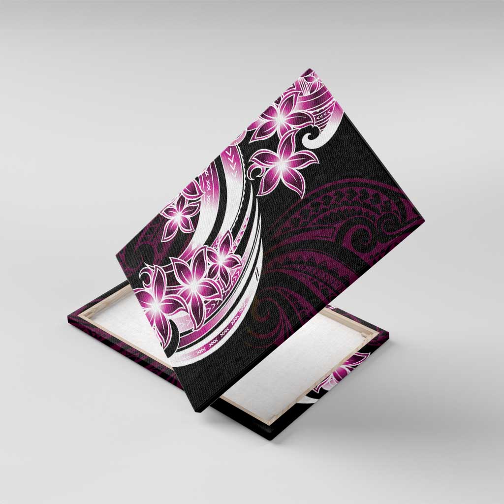 Plumeria Tribal Tattoo Canvas Wall Art Pink Polynesian Pattern