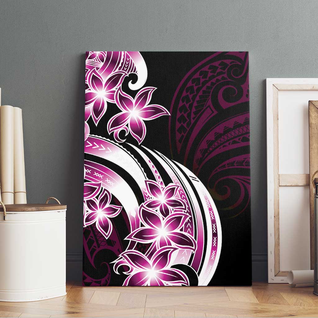 Plumeria Tribal Tattoo Canvas Wall Art Pink Polynesian Pattern