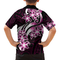 Plumeria Tribal Tattoo Family Matching Off The Shoulder Long Sleeve Dress and Hawaiian Shirt Pink Polynesian Pattern LT9 - Polynesian Pride