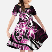Plumeria Tribal Tattoo Family Matching Tank Maxi Dress and Hawaiian Shirt Pink Polynesian Pattern LT9 Daughter's Dress Pink - Polynesian Pride