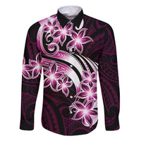 Plumeria Tribal Tattoo Family Matching Tank Maxi Dress and Hawaiian Shirt Pink Polynesian Pattern LT9 Dad's Shirt - Long Sleeve Pink - Polynesian Pride