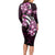 Plumeria Tribal Tattoo Long Sleeve Bodycon Dress Pink Polynesian Pattern
