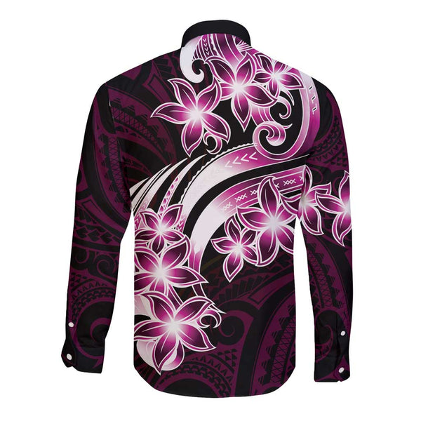 Personalised Polynesian Long Sleeve Button Shirt Tribal Honu Turtle with Hibiscus White Version LT14 main image 1