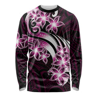 Plumeria Tribal Tattoo Long Sleeve Shirt Pink Polynesian Pattern LT9 Unisex Pink - Polynesian Pride