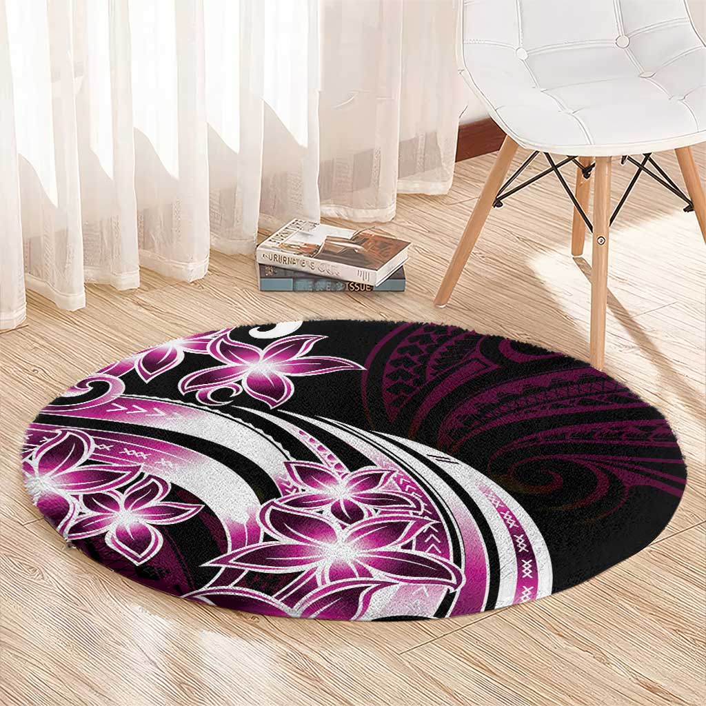 Plumeria Tribal Tattoo Round Carpet Pink Polynesian Pattern LT9 - Polynesian Pride