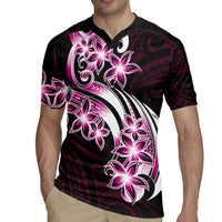 Plumeria Tribal Tattoo Rugby Jersey Pink Polynesian Pattern