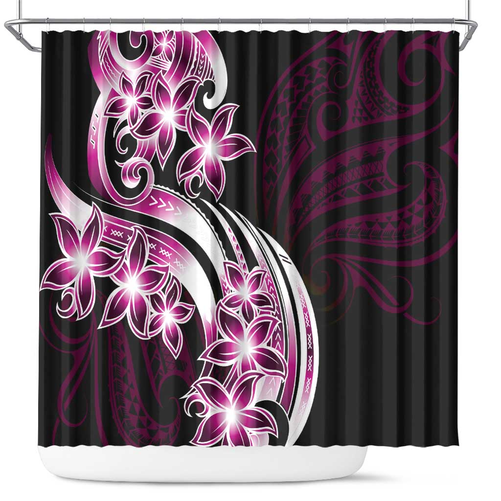 Plumeria Tribal Tattoo Shower Curtain Pink Polynesian Pattern LT9 Pink - Polynesian Pride