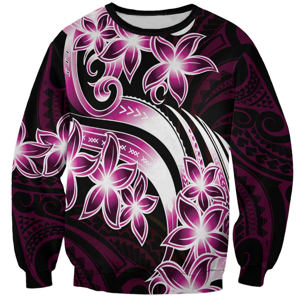 Plumeria Tribal Tattoo Sweatshirt Pink Polynesian Pattern