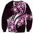 Plumeria Tribal Tattoo Sweatshirt Pink Polynesian Pattern