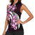 Plumeria Tribal Tattoo Women Sleeveless Polo Shirt Pink Polynesian Pattern