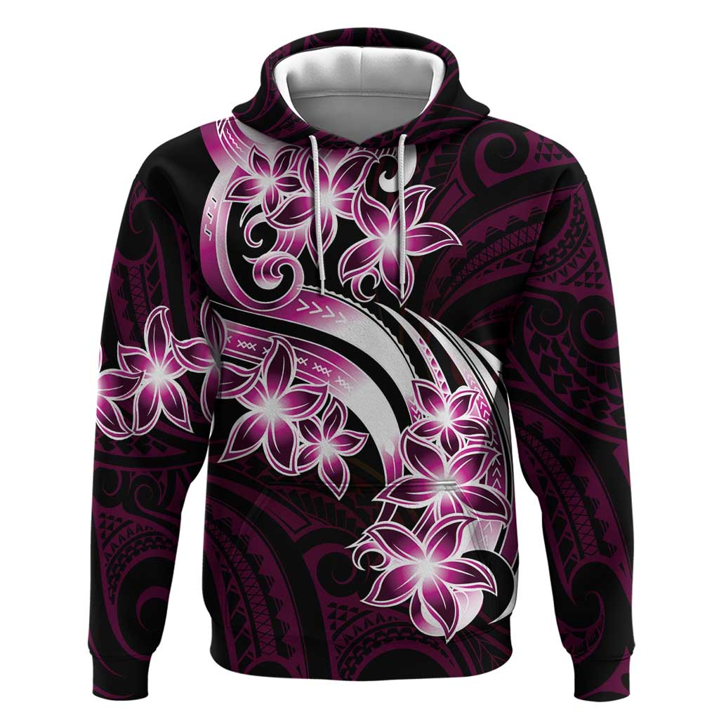 Plumeria Tribal Tattoo Zip Hoodie Pink Polynesian Pattern LT9 Pullover Hoodie Pink - Polynesian Pride