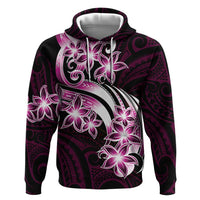Plumeria Tribal Tattoo Zip Hoodie Pink Polynesian Pattern LT9 Pullover Hoodie Pink - Polynesian Pride