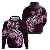 Plumeria Tribal Tattoo Zip Hoodie Pink Polynesian Pattern LT9 - Polynesian Pride