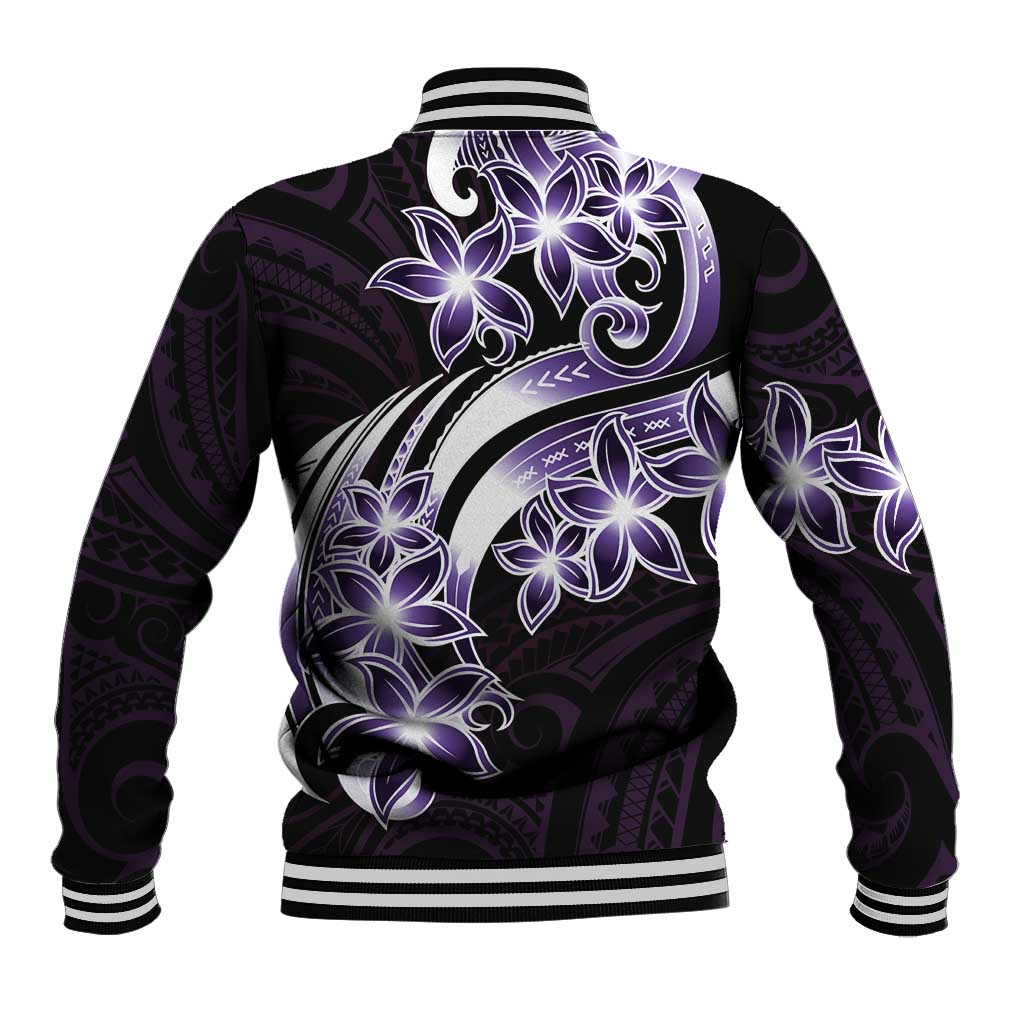 Plumeria Tribal Tattoo Baseball Jacket Purple Polynesian Pattern LT9 - Polynesian Pride