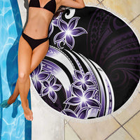 Plumeria Tribal Tattoo Beach Blanket Purple Polynesian Pattern