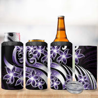 Plumeria Tribal Tattoo 4 in 1 Can Cooler Tumbler Purple Polynesian Pattern