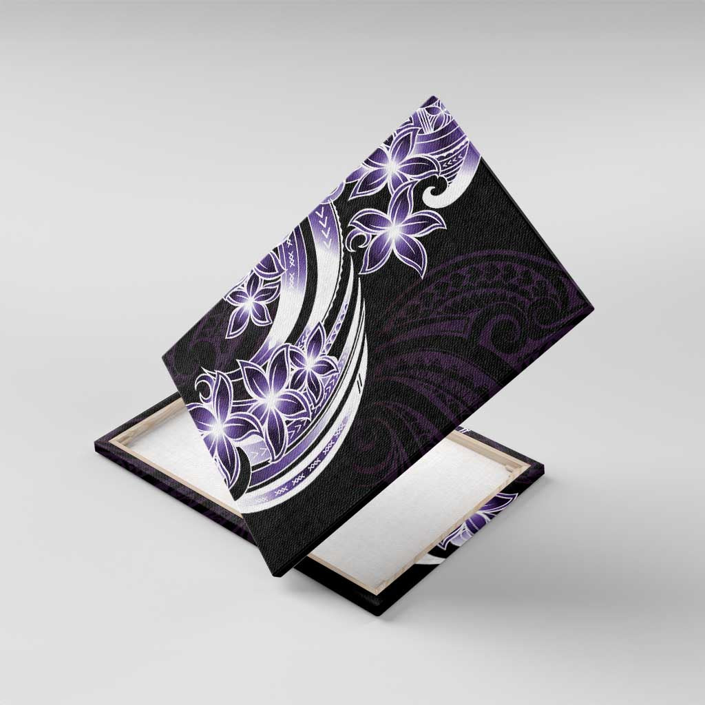 Plumeria Tribal Tattoo Canvas Wall Art Purple Polynesian Pattern
