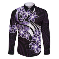 Plumeria Tribal Tattoo Family Matching Mermaid Dress and Hawaiian Shirt Purple Polynesian Pattern LT9 Dad's Shirt - Long Sleeve Purple - Polynesian Pride