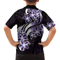 Plumeria Tribal Tattoo Family Matching Off The Shoulder Long Sleeve Dress and Hawaiian Shirt Purple Polynesian Pattern LT9 - Polynesian Pride