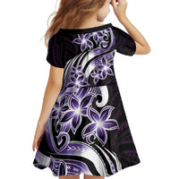 Plumeria Tribal Tattoo Family Matching Off Shoulder Maxi Dress and Hawaiian Shirt Purple Polynesian Pattern