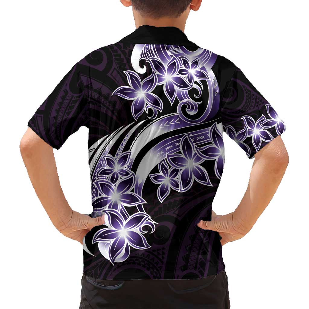 Plumeria Tribal Tattoo Family Matching Tank Maxi Dress and Hawaiian Shirt Purple Polynesian Pattern LT9 - Polynesian Pride