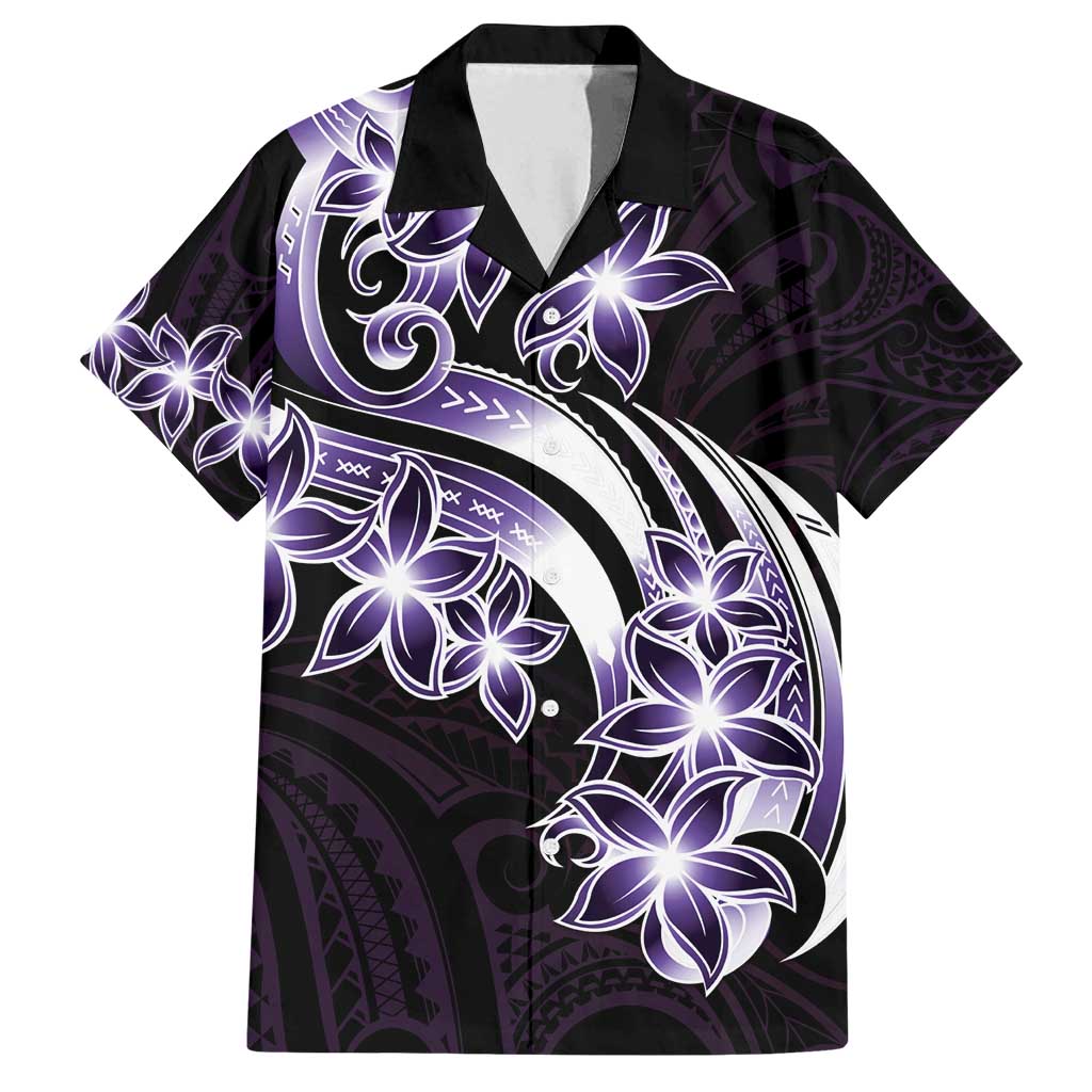 Plumeria Tribal Tattoo Family Matching Tank Maxi Dress and Hawaiian Shirt Purple Polynesian Pattern LT9 Dad's Shirt - Short Sleeve Purple - Polynesian Pride