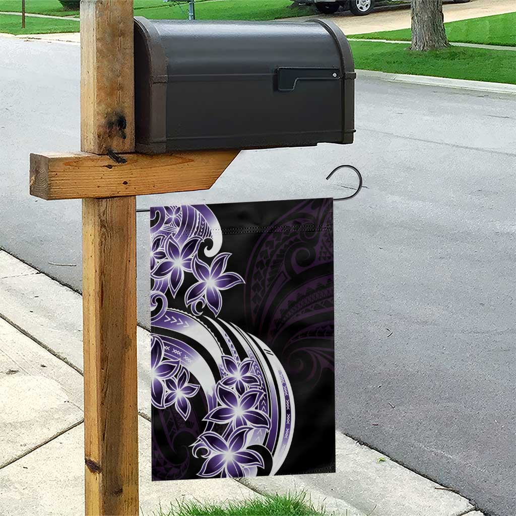 Plumeria Tribal Tattoo Garden Flag Purple Polynesian Pattern