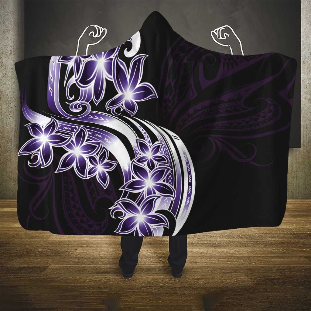Plumeria Tribal Tattoo Hooded Blanket Purple Polynesian Pattern LT9 - Polynesian Pride
