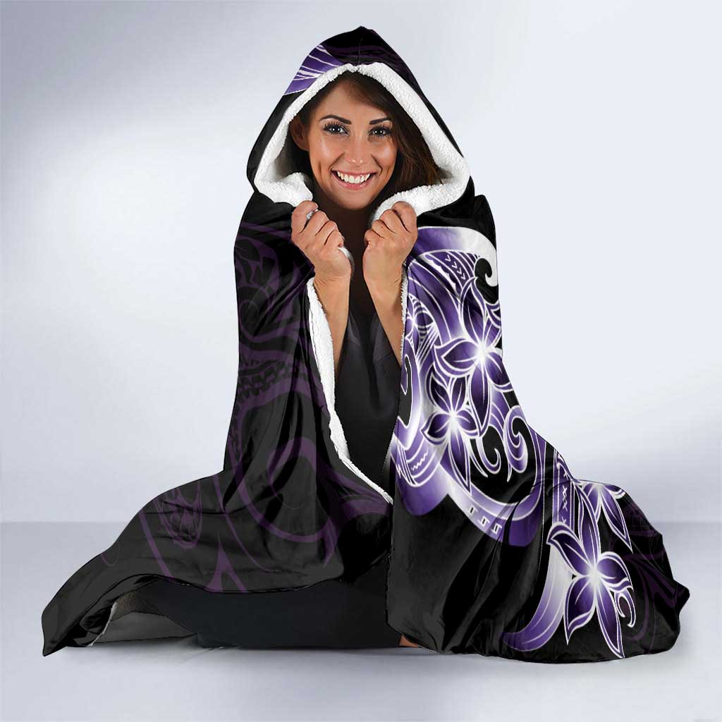 Plumeria Tribal Tattoo Hooded Blanket Purple Polynesian Pattern LT9 - Polynesian Pride