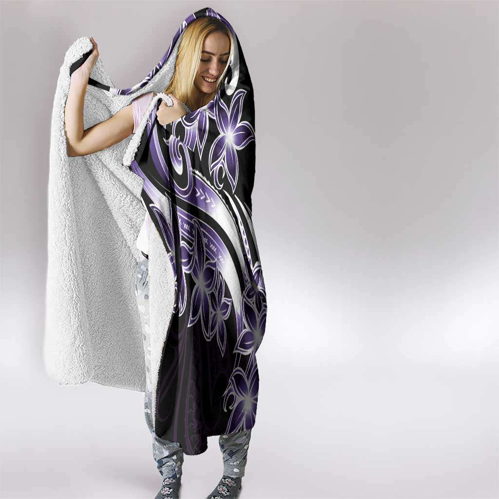 Plumeria Tribal Tattoo Hooded Blanket Purple Polynesian Pattern LT9 - Polynesian Pride