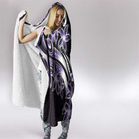 Plumeria Tribal Tattoo Hooded Blanket Purple Polynesian Pattern LT9 - Polynesian Pride