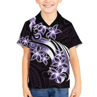 Plumeria Tribal Tattoo Kid Hawaiian Shirt Purple Polynesian Pattern