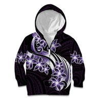 Plumeria Tribal Tattoo Kid Hoodie Purple Polynesian Pattern