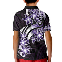 Plumeria Tribal Tattoo Kid Polo Shirt Purple Polynesian Pattern