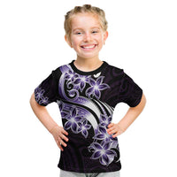 Plumeria Tribal Tattoo Kid T Shirt Purple Polynesian Pattern