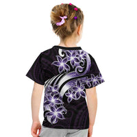 Plumeria Tribal Tattoo Kid T Shirt Purple Polynesian Pattern