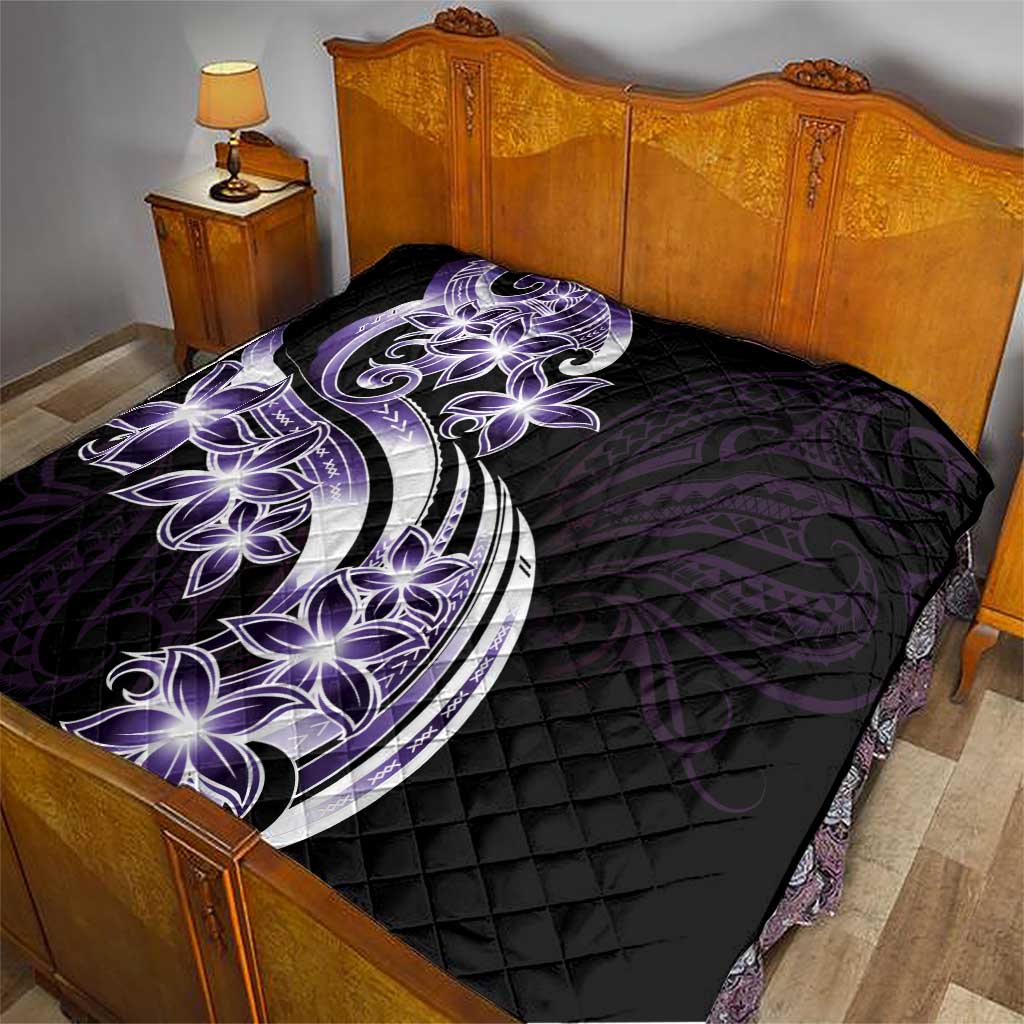 Plumeria Tribal Tattoo Quilt Purple Polynesian Pattern