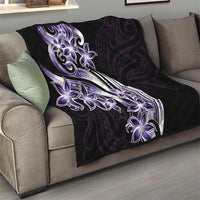 Plumeria Tribal Tattoo Quilt Purple Polynesian Pattern