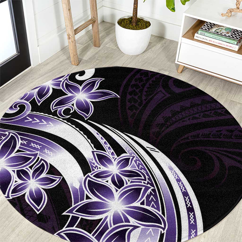 Plumeria Tribal Tattoo Round Carpet Purple Polynesian Pattern LT9 Purple - Polynesian Pride