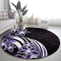 Plumeria Tribal Tattoo Round Carpet Purple Polynesian Pattern LT9 - Polynesian Pride