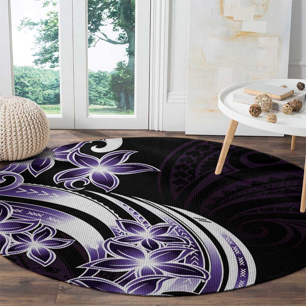 Plumeria Tribal Tattoo Round Carpet Purple Polynesian Pattern LT9 - Polynesian Pride