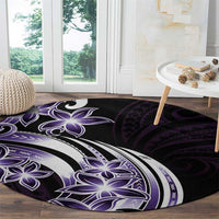 Plumeria Tribal Tattoo Round Carpet Purple Polynesian Pattern LT9 - Polynesian Pride