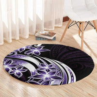 Plumeria Tribal Tattoo Round Carpet Purple Polynesian Pattern LT9 - Polynesian Pride